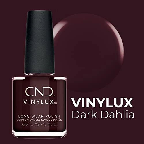 CND VINYLUX #159 Dark Dahlia deep red nail colour for elegant salon manicures.