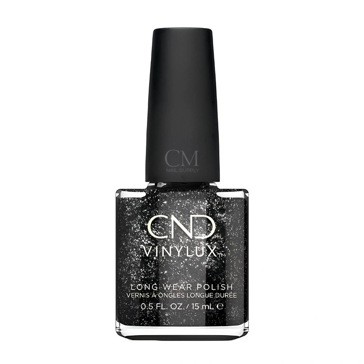 CND VINYLUX #230 Dark Diamonds shimmer nail polish bottle for a sparkling manicure.