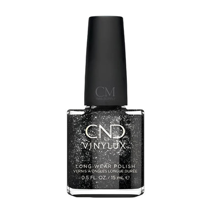 CND VINYLUX #230 Dark Diamonds shimmer nail polish bottle for a sparkling manicure.