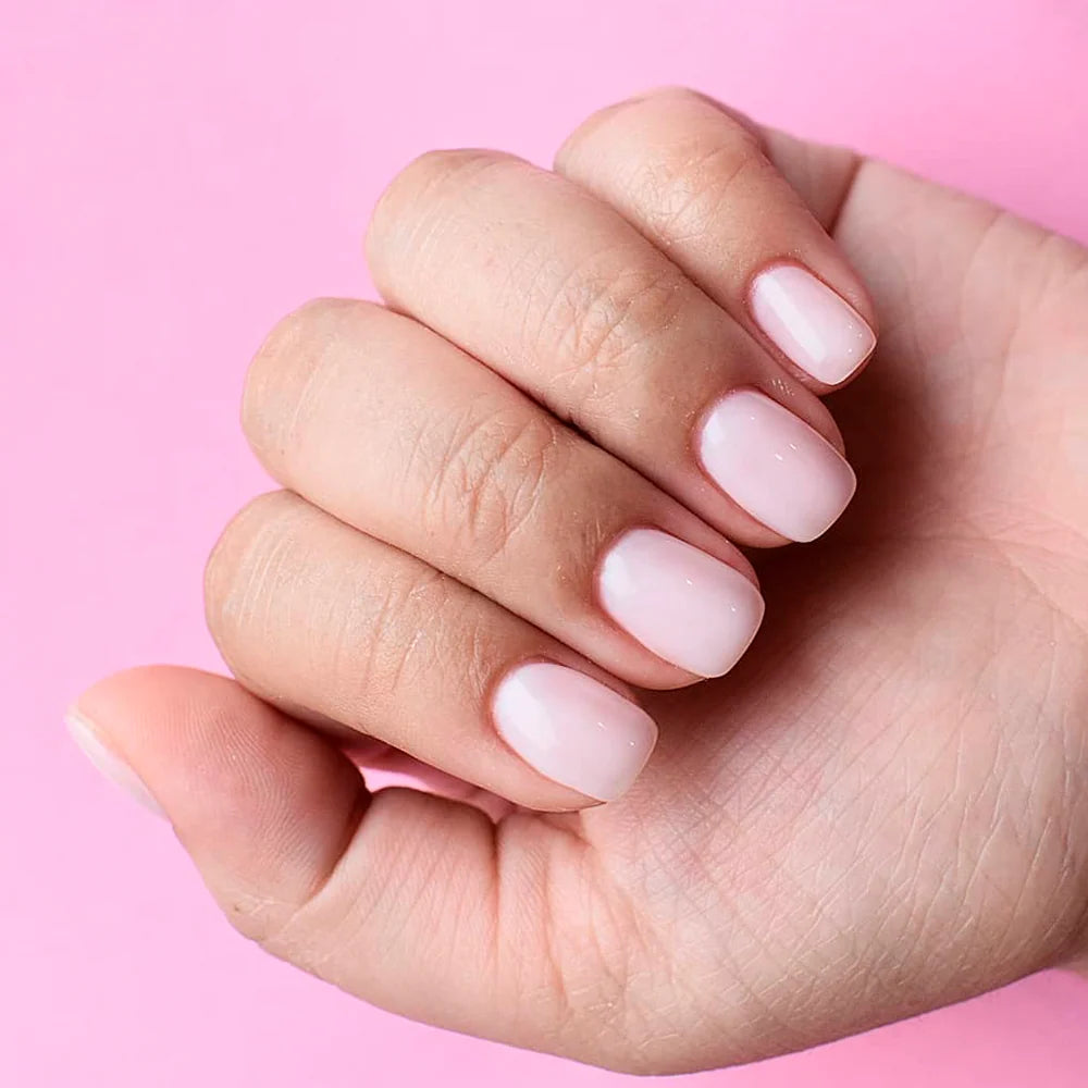 CND VINYLUX #319 Bouquet milky pink nail colour for clean, minimalist manicures.