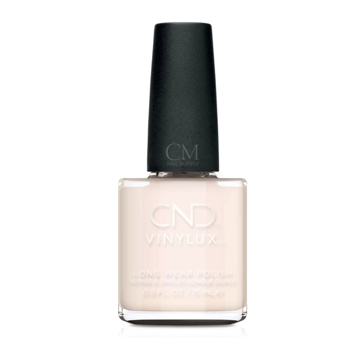 CND VINYLUX #319 Bouquet sheer milky pink nail polish for a natural-looking manicure.