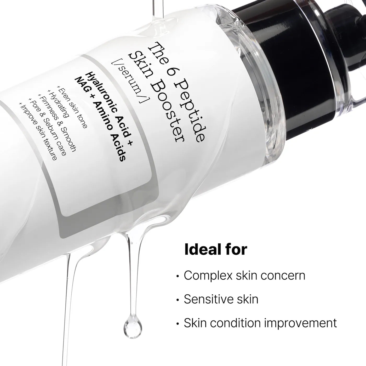 Close up of the COSRX peptide serum bottle and pump dispenser