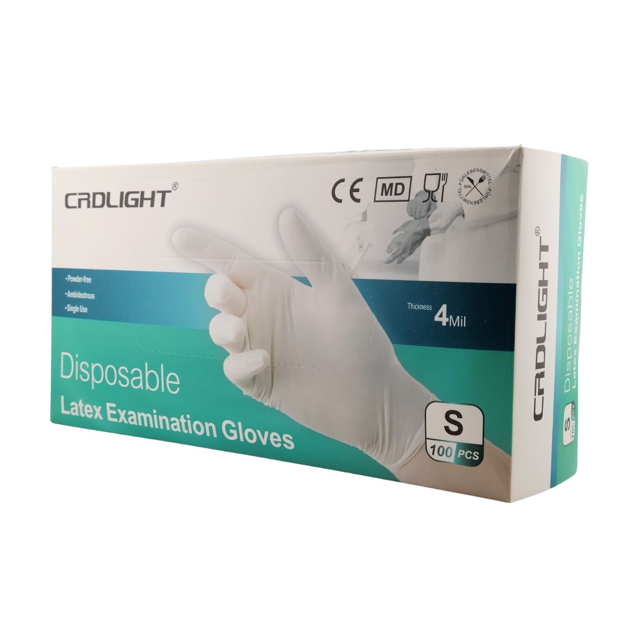 CRDLight Latex Exam Gloves – 4 Mil, Powder-Free, Disposable - CM Nails & Beauty Supply