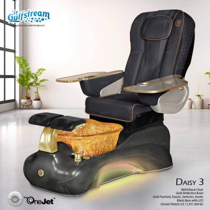 Black leather spa chair pedicure Daisy 3 Gulfstream with massage and LED base