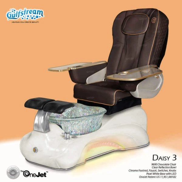 Brown leather pedicure spa chair Daisy 3 Gulfstream with massage and ergonomic base