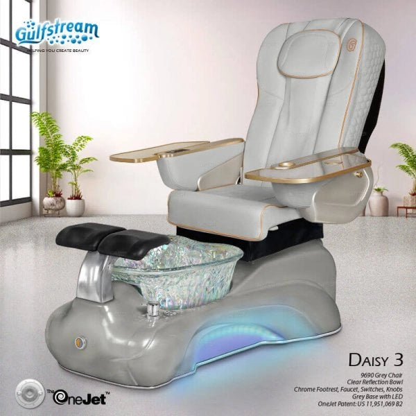 Gray pedicure tub on spa pedicure chair no plumbing Daisy 3 Gulfstream