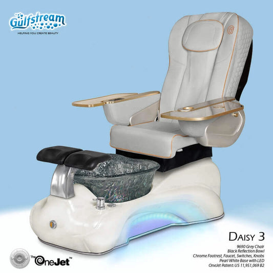 gray leather spa chair pedicure Daisy 3 Gulfstream with massage and modern LED lighting