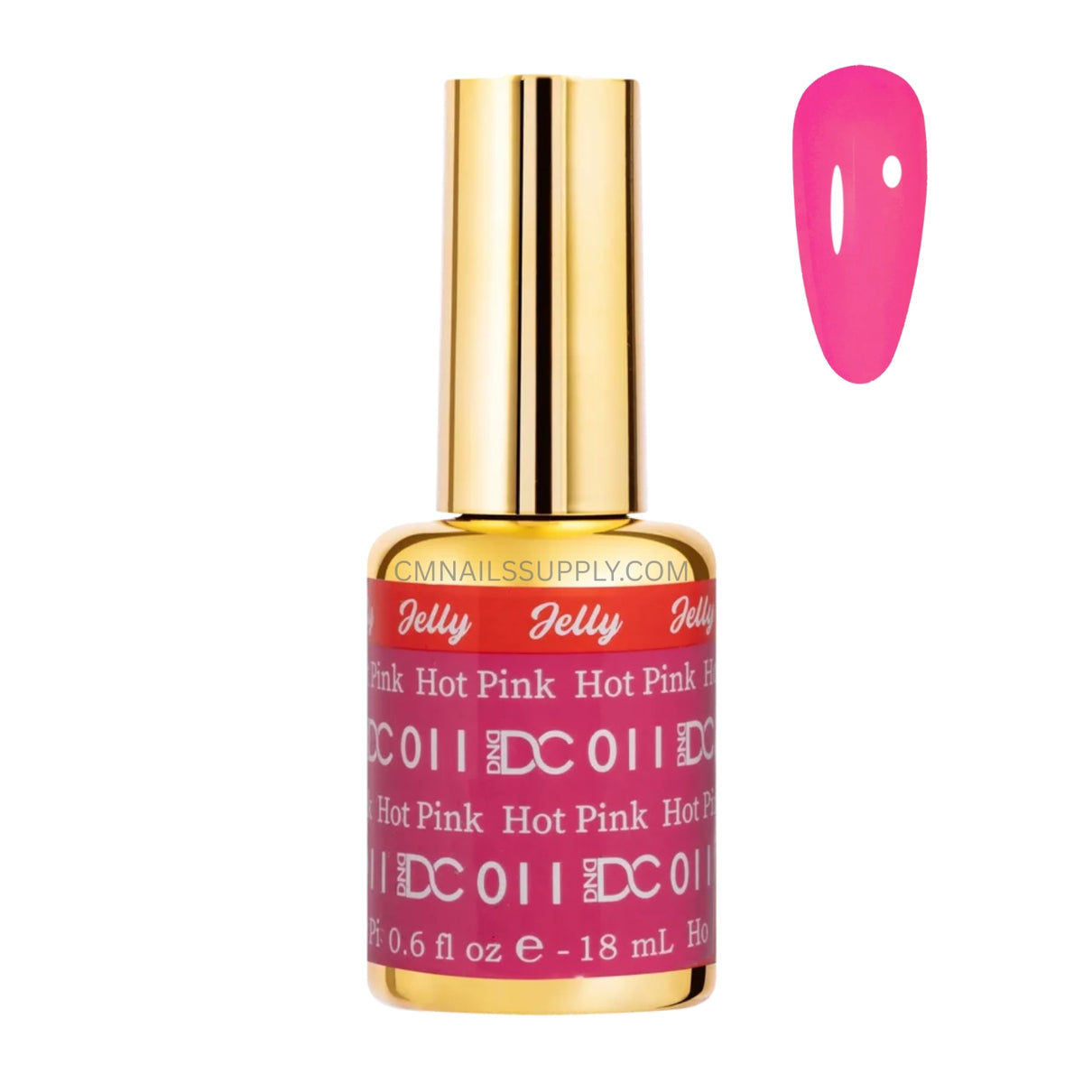 DC Jelly 011 Hot Pink jelly gel polish bottle in a bold watermelon hot pink finish