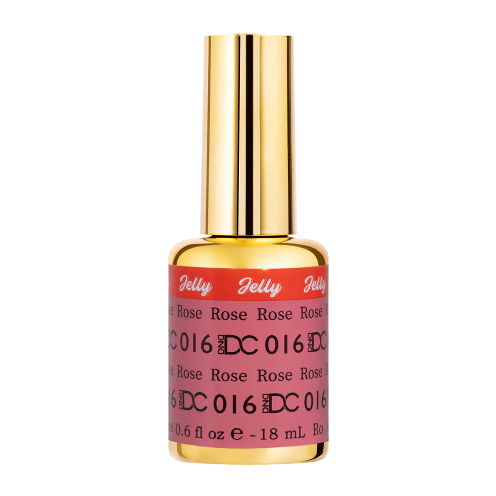 DC Jelly 016 Rose gel polish nail lacquer bottle showing the jelly gel polish formula in a pale pink shade