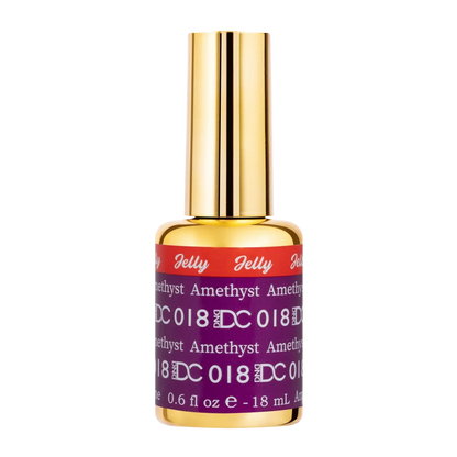 DC Jelly 018 Amethyst gel polish nail lacquer bottle showing the jelly gel polish formula in a royal purple shade