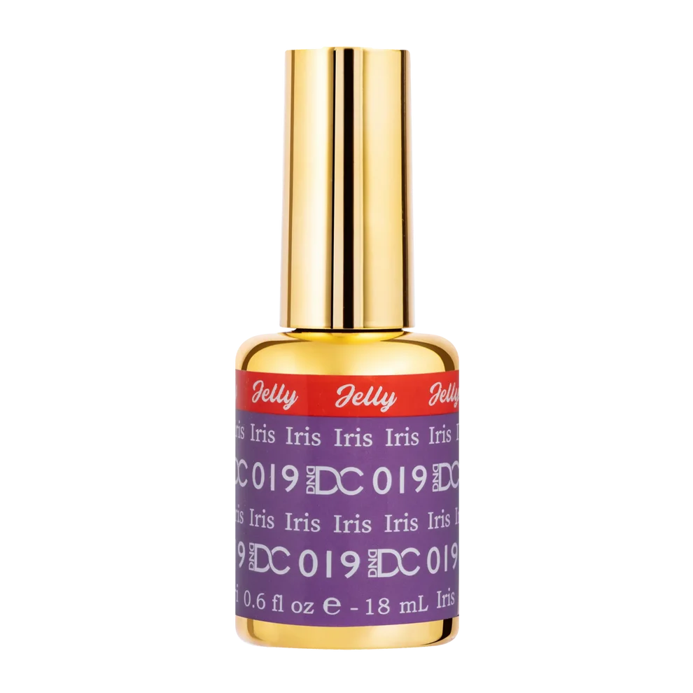 DC Jelly 019 Iris gel polish nail polish bottle showing the jelly gel polish formula in a soft purple shade
