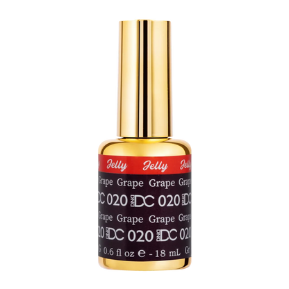 DC Jelly 020 Grape gel polish nail polish bottle showing the jelly gel polish formula in a warm purple shade