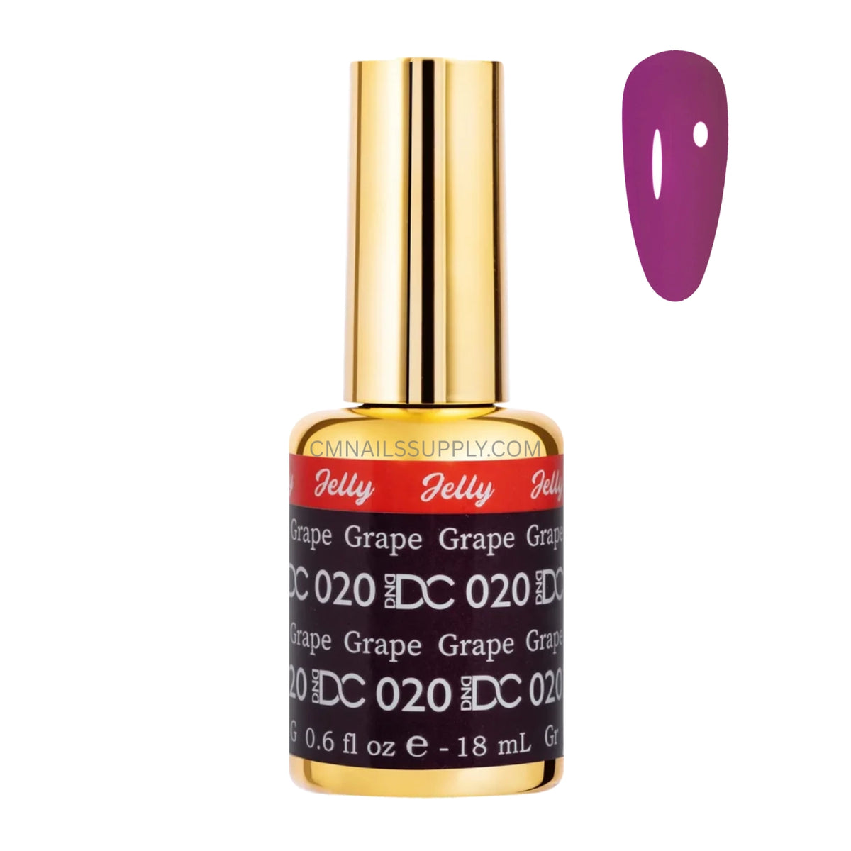 DC Jelly 020 Grape jelly gel polish bottle in a warm purple translucent finish