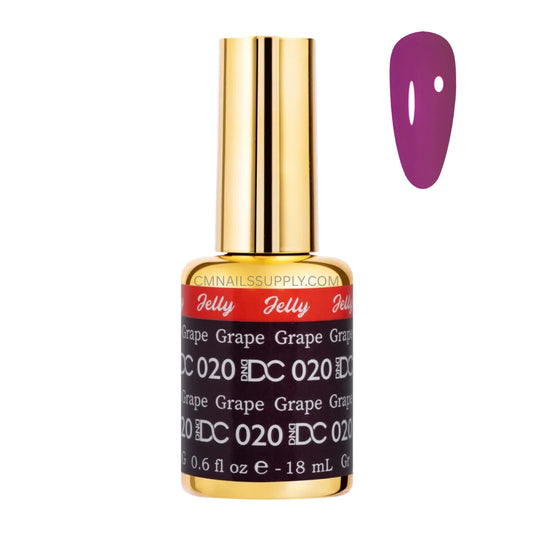 DC Jelly 020 Grape jelly gel polish bottle in a warm purple translucent finish