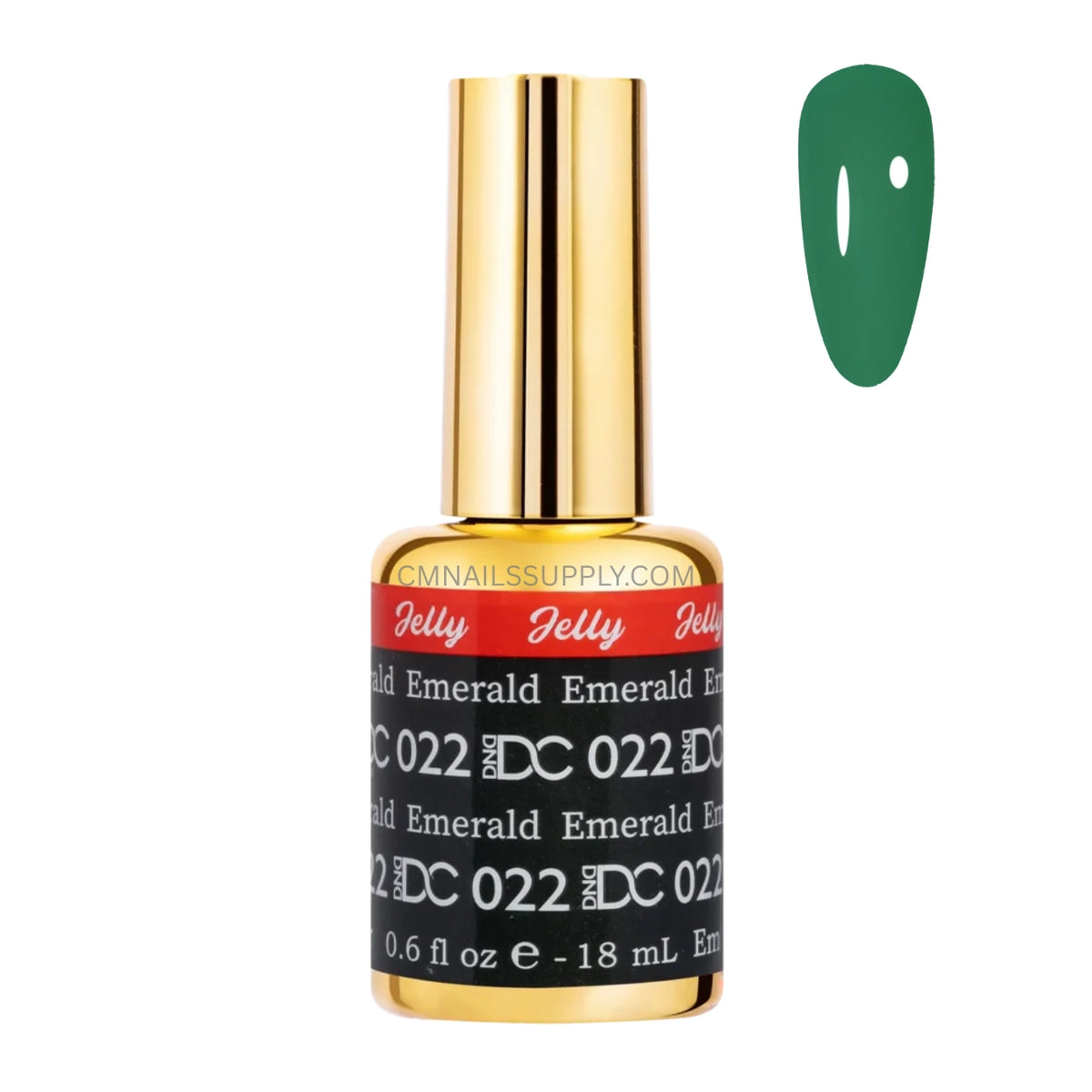 DC Jelly 022 Emerald jelly gel polish bottle in a rich emerald green finish