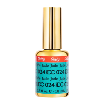 DC Jelly 024 Jade gel polish nail polish bottle showing the jelly gel polish formula in a turquoise shade