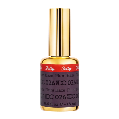 DC Jelly 026 Plum Haze gel polish nail polish bottle showing the jelly gel polish formula in a muted purple shade