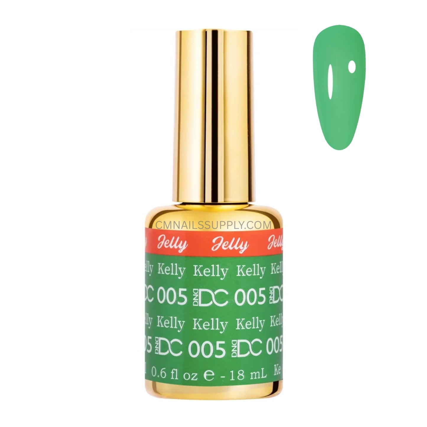 DC Jelly 05 Kelly jelly nail polish bottle in emerald green with blue undertones