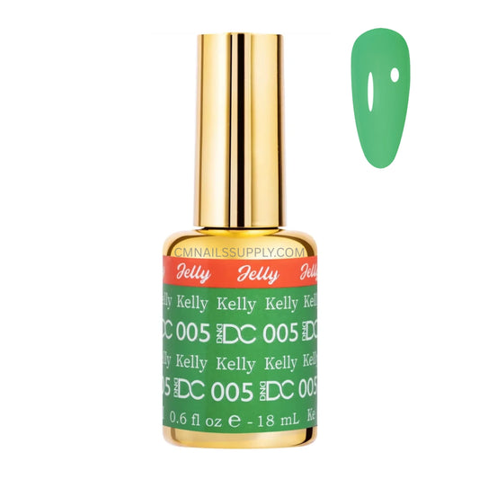 DC Jelly 05 Kelly jelly nail polish bottle in emerald green with blue undertones
