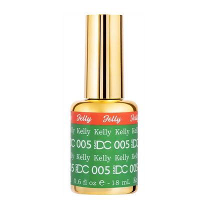 Bottle of DC Jelly 05 Kelly jelly nail polish in an emerald green jelly shade with blue undertones
