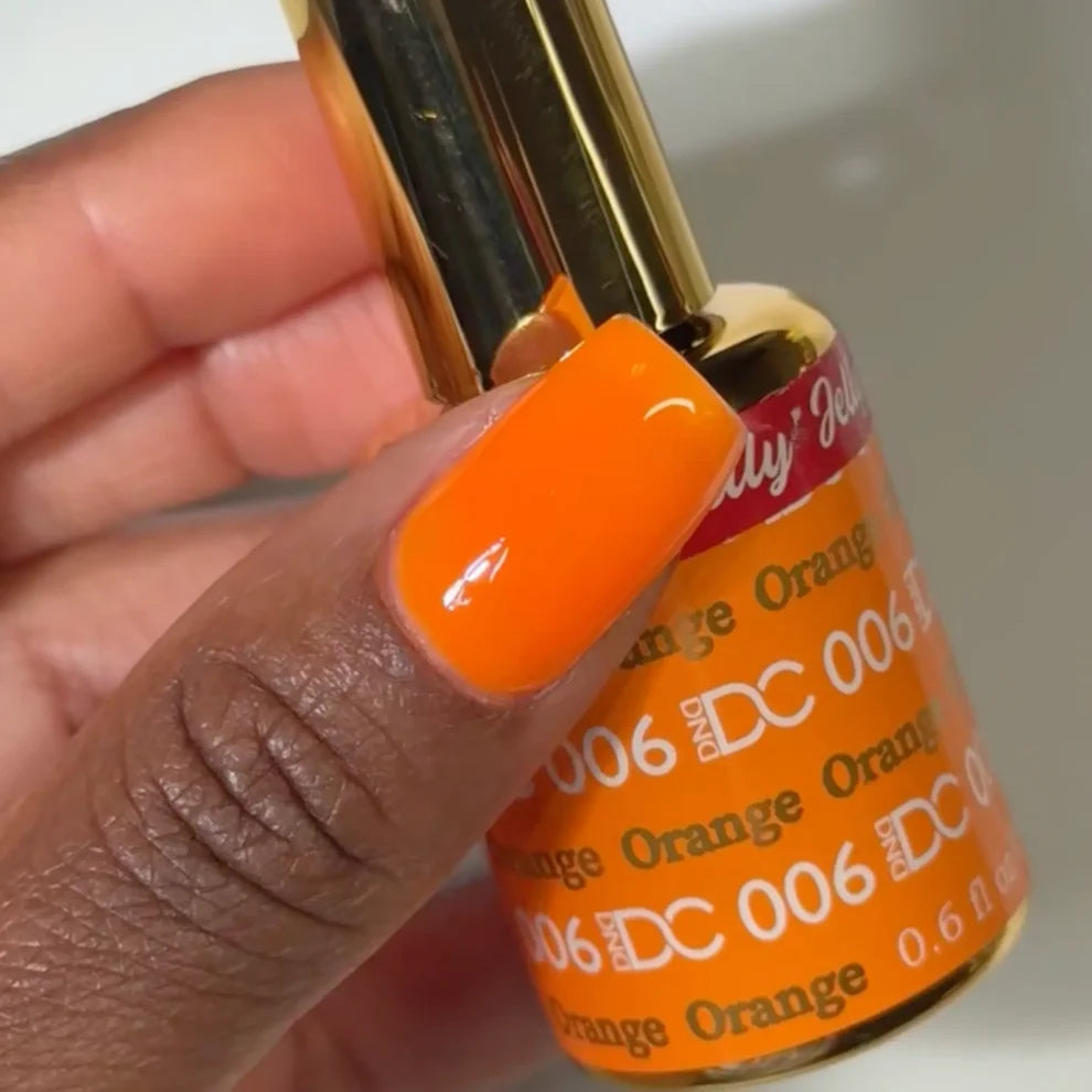 DC Jelly 06 Orange gel polish nail lacquer bottle showing the jelly gel polish formula in a bright orange shade