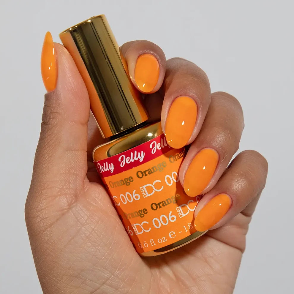 DC Jelly 06 Orange gel polish nail lacquer bottle showing the jelly gel polish formula in a bright orange shade
