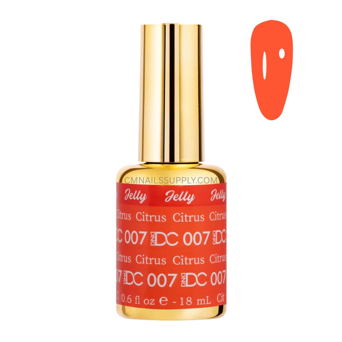 DC Jelly 07 Citrus jelly nail polish bottle in a fiery orange creamy jelly finish
