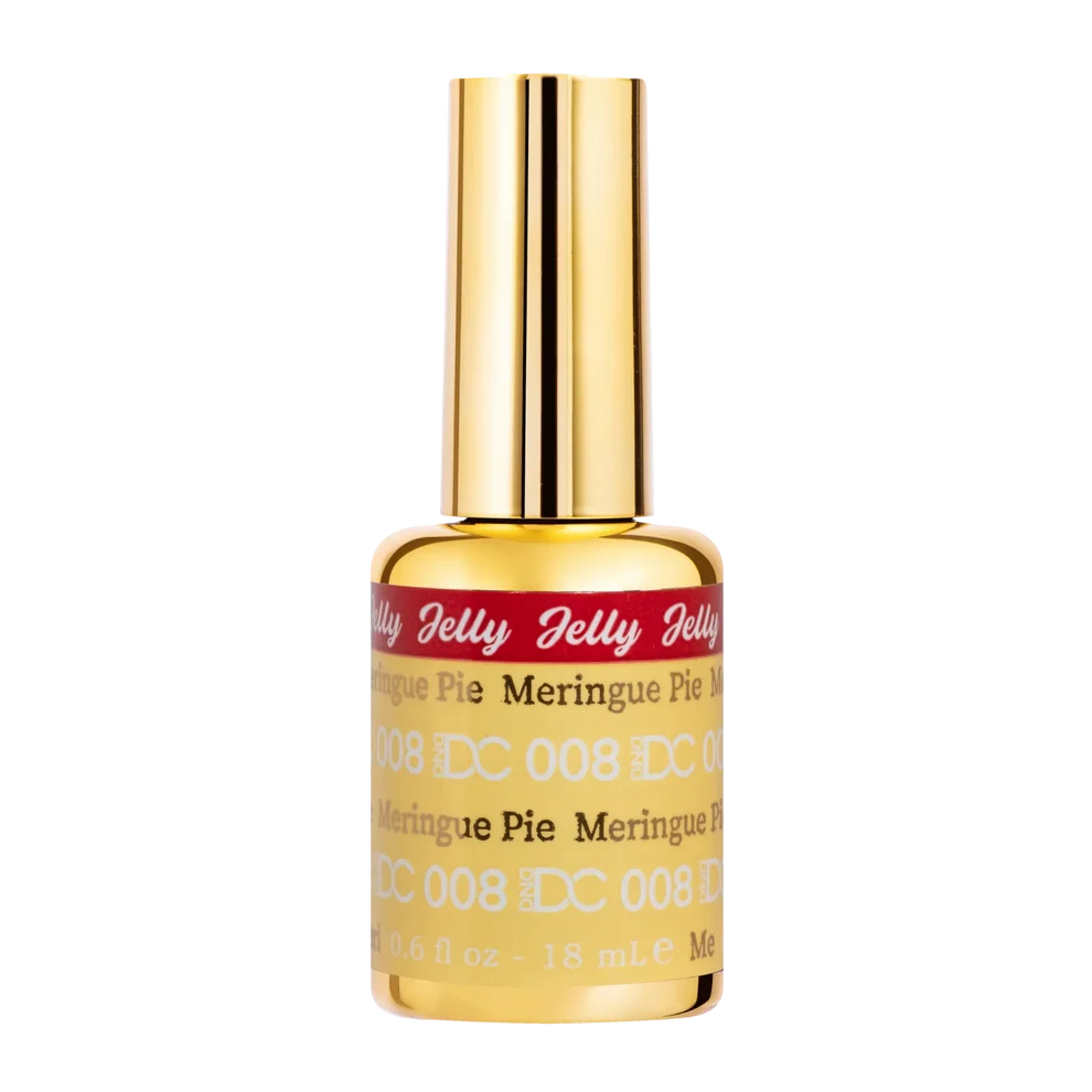 DC Jelly 08 Merengue Pie gel polish nail lacquer bottle showing the jelly gel polish formula in a pale yellow shade