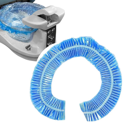 Disposable pedicure tub liner made from recyclable plastic for hygienic salon use blue