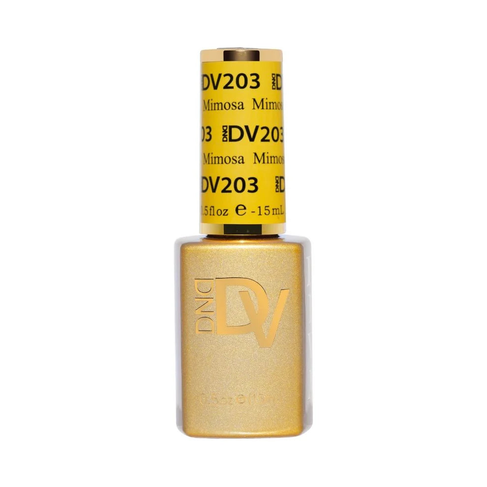 DIVA #203 Mimosa gel polish bottle in soft neutral yellow salon shade