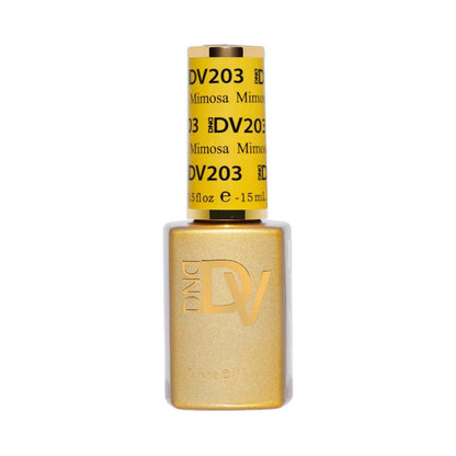 DIVA #203 Mimosa gel polish bottle in soft neutral yellow salon shade