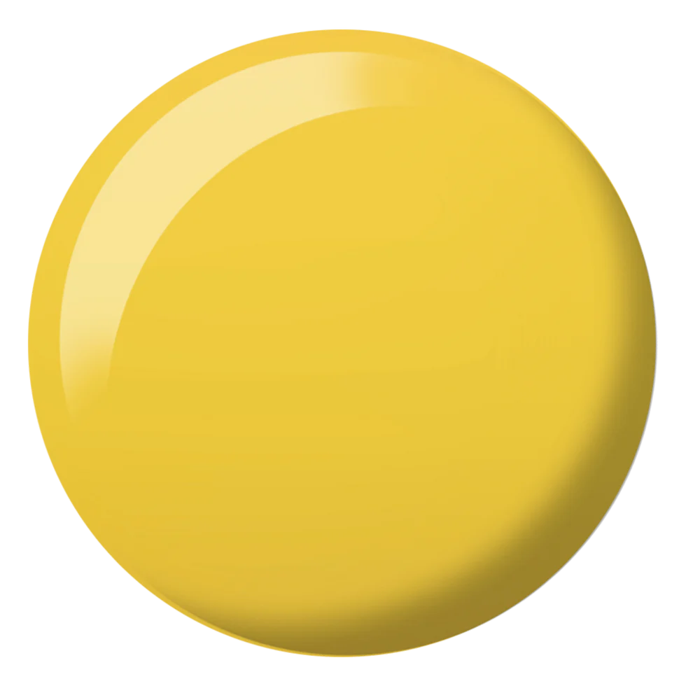 Soft neutral yellow swatch of DIVA #203 Mimosa showing sheer canary yellow gel and lacquer color sample