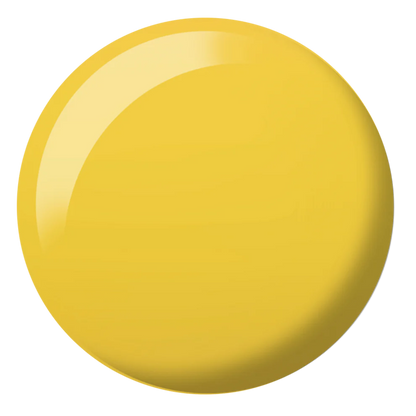 Soft neutral yellow swatch of DIVA #203 Mimosa showing sheer canary yellow gel and lacquer color sample