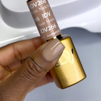 DIVA #266 Nude Mocha gel polish bottle in beige taupe