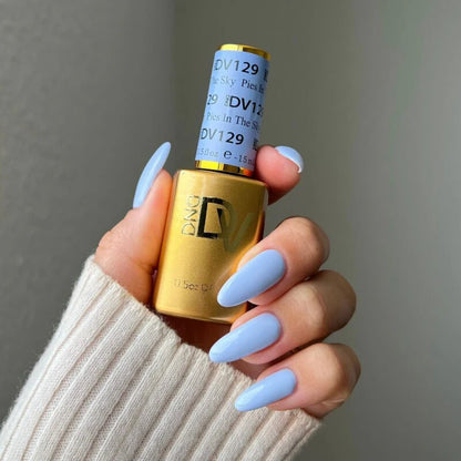 DIVA by DND 129 Pies in the Sky gel polish color swatch on nails