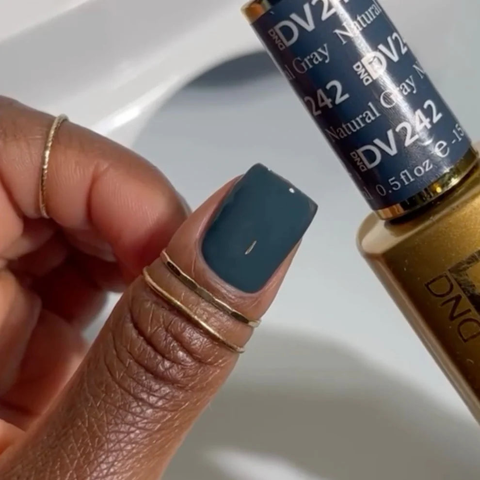 DIVA Duo #242 Nautical Gray gel polish and lacquer application