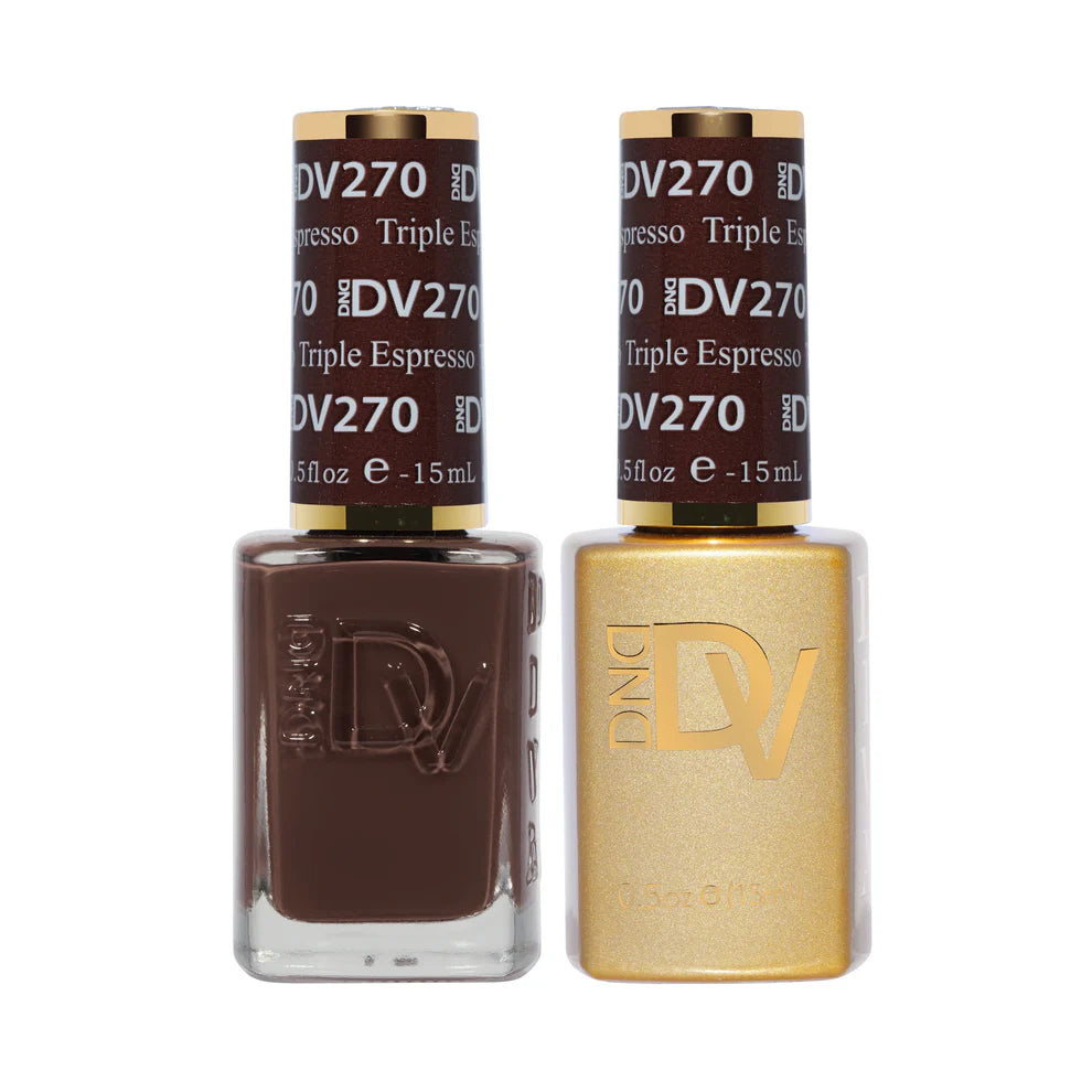 DIVA Duo Gel and Lacquer number 270 Triple Espresso brown nail polish set
