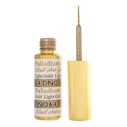 DND 64 Palladium Light Gold metallic gel liner shown as a nail swatch
