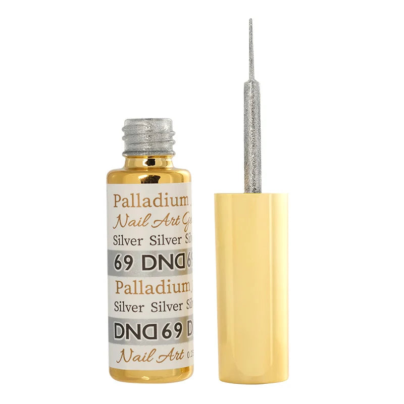 Bottle of DND 69 Palladium Silver gel art liner
