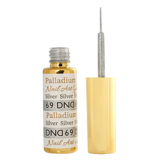 Bottle of DND 69 Palladium Silver gel art liner
