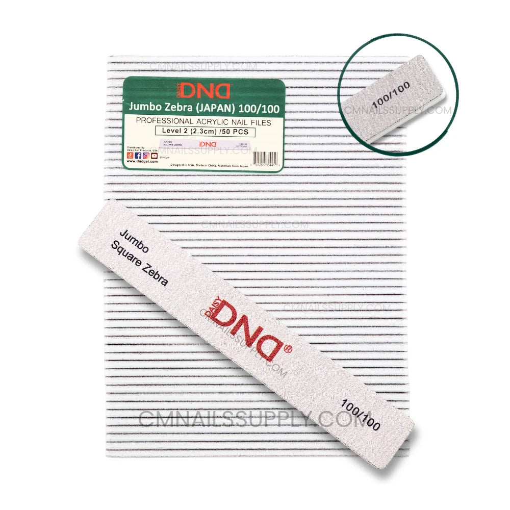 DND Acrylic Nail Files Jumbo Square Zebra 100/100 pack of 50 professional nail files Canada