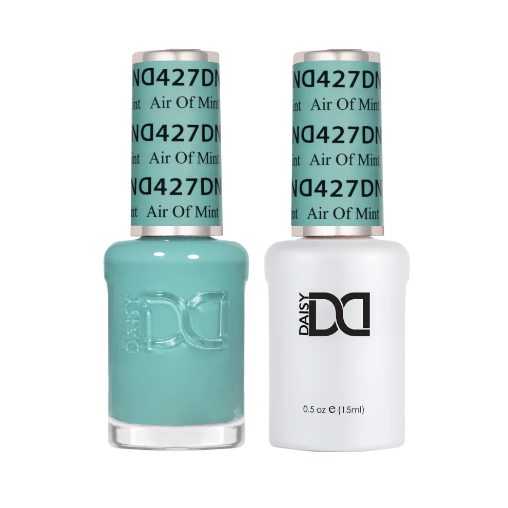 DND Air Of Mint #427 Gel & Lacquer Duo featuring matching mint green gel polish and nail lacquer.