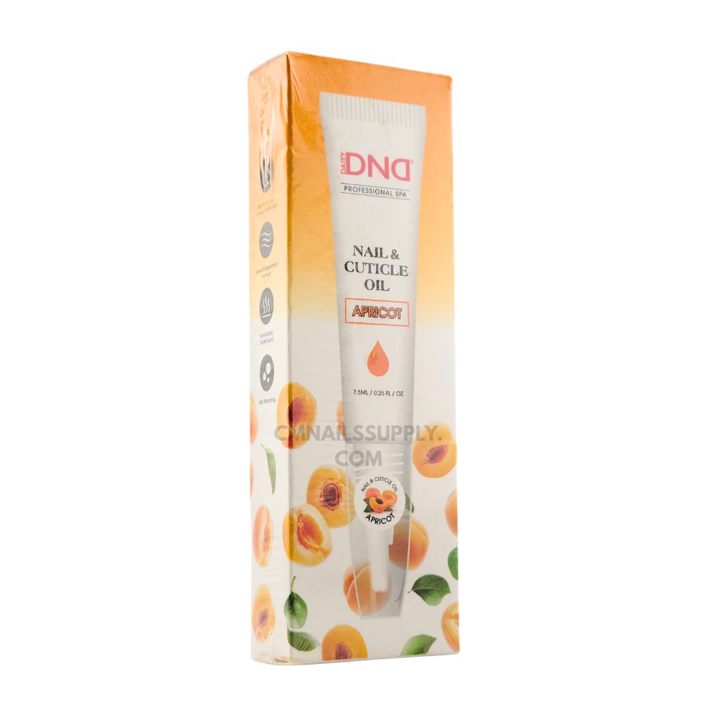 DND Apricot Nail & Cuticle Oil – fast-absorbing jojoba cuticle oil for nails (side view)