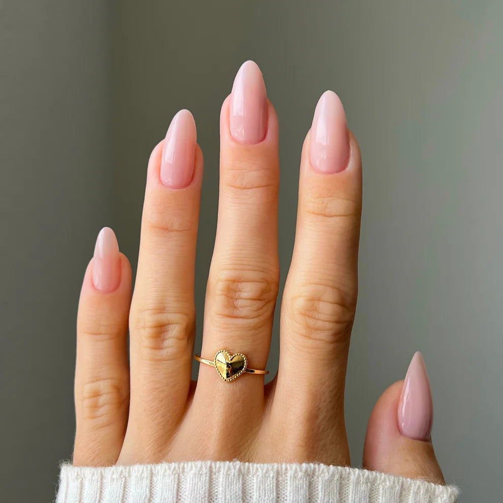 DND Bare Neutral #6565 - Gel & Nail Lacquer Duo - CM Nails & Beauty Supply, Hand wearing DND Bare Neutral 2345 sheer taupe manicure with a warm natural finish on every nail