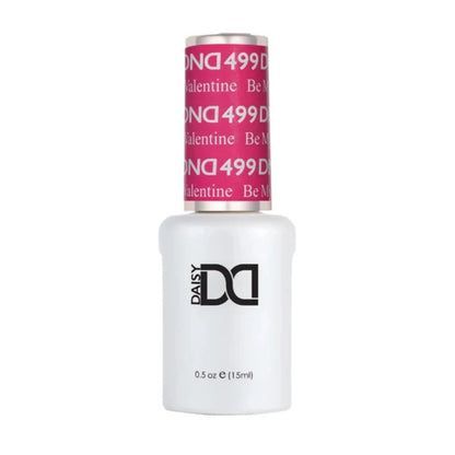 DND Be My Valentine #499 gel polish bottle in a romantic rosy-toned pink shade.