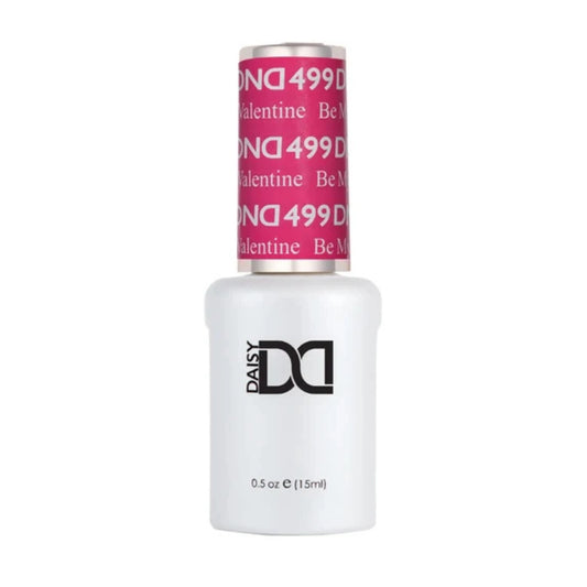 DND Be My Valentine #499 gel polish bottle in a romantic rosy-toned pink shade.