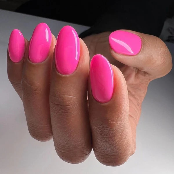 DND Be My Valentine #499 manicure featuring a romantic rosy-toned pink gel polish colour.