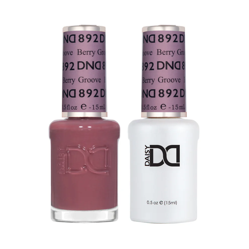 DND Berry Groove 892 gel and lacquer polish bottles, DND gel polish Canada, DND nail polish Canada