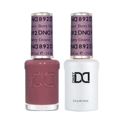 DND Berry Groove 892 gel and lacquer polish bottles, DND gel polish Canada, DND nail polish Canada