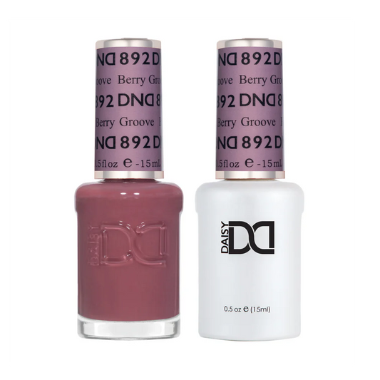 DND Berry Groove 892 gel and lacquer polish bottles, DND gel polish Canada, DND nail polish Canada